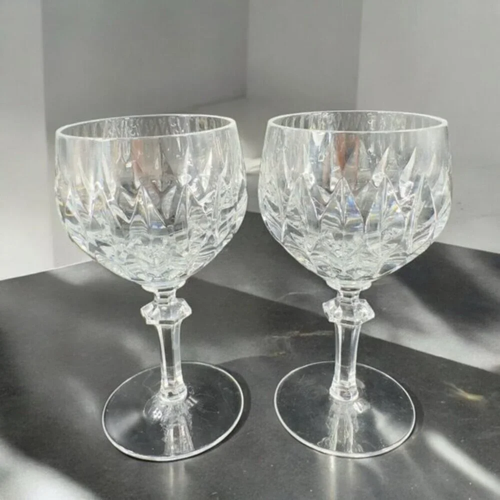 Gorham Crystal LA SCALA Clear Drinking Glass Stemware Goblet Set 4 Glasses 5.25”